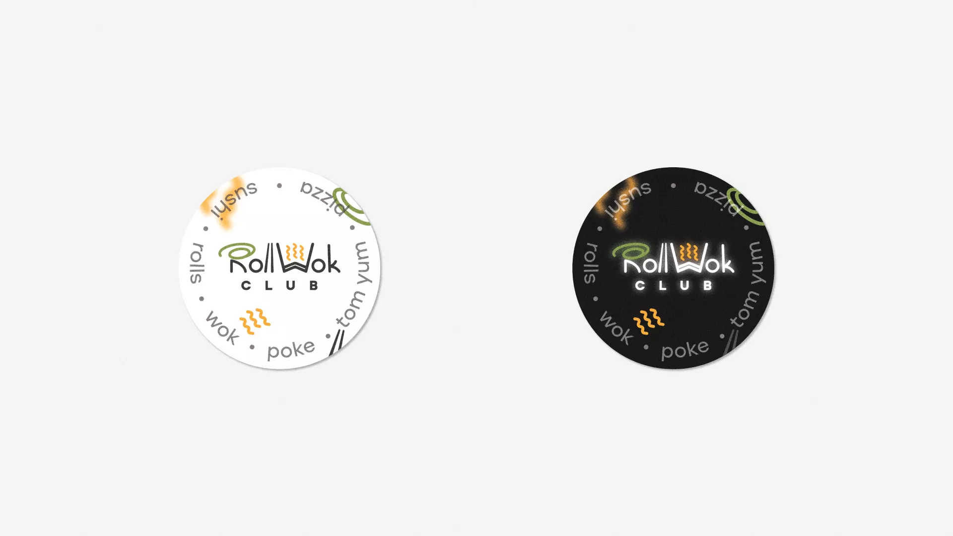 Разработка наклеек для суши-бара «Roll Wok Club» в Подпорожье